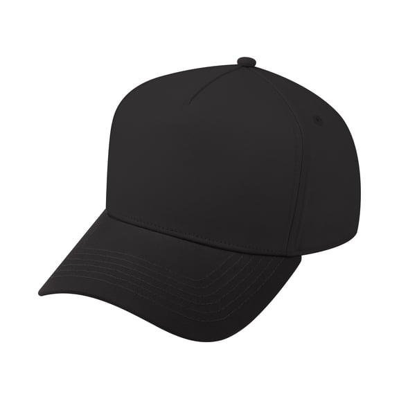TOPTIE 5 Panel Trucker Cap Snapback Mid Profile Cotton Sun Hat-Black