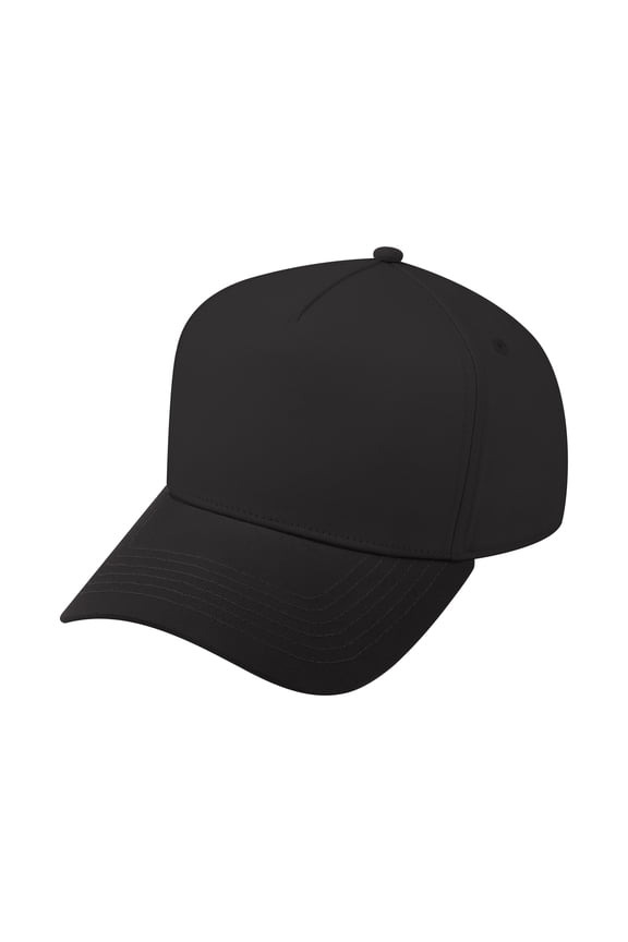5 Panel Trucker Cap Snapback Mid Profile Cotton Sun Hat Adult-Black
