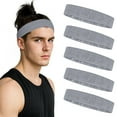 thumbnail image 1 of TOPTIE 5 Pcs Knit Headband Non-Slip for Workout, Gray Athletic Sweatband Headband for Men Women Running Yoga Sport, 1 of 6