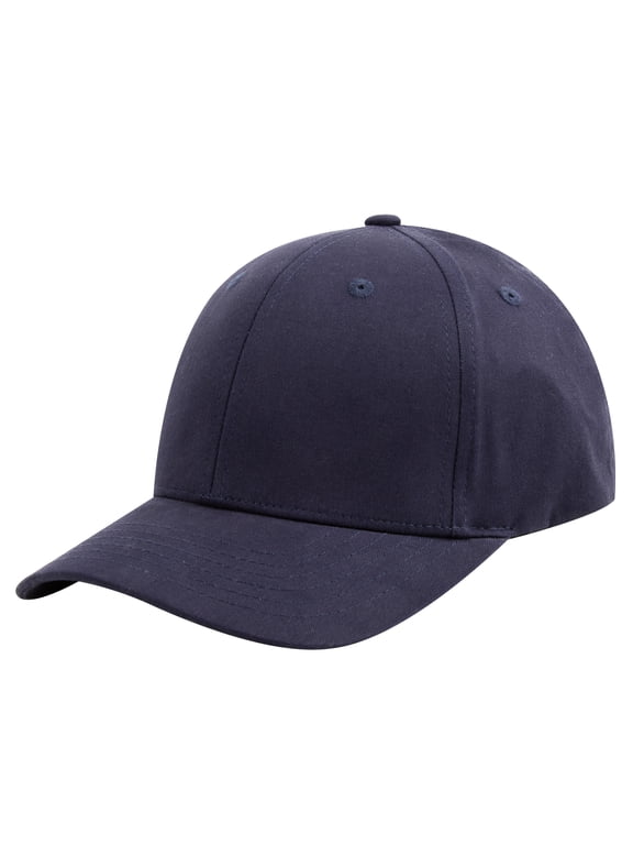 6 Panel Baseball Cap Enclosed Back Fitted Cap Stretchable Size-Navy