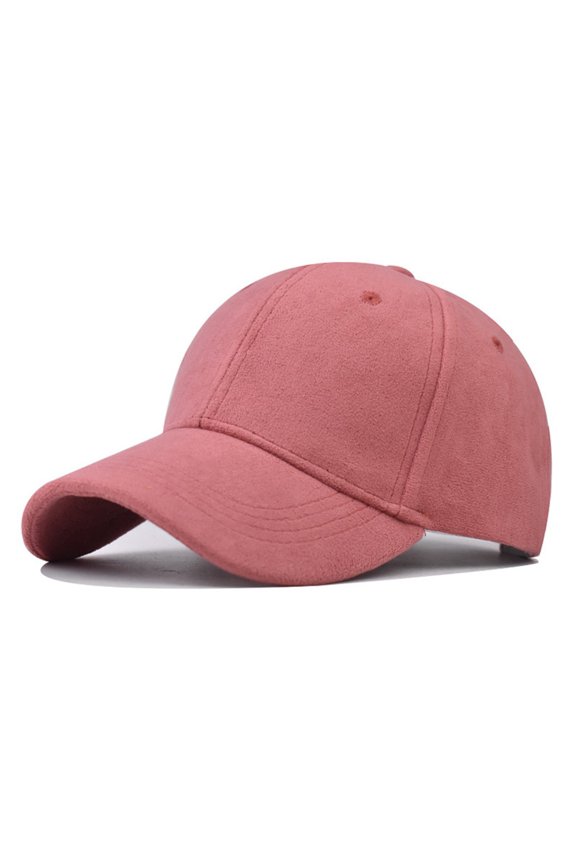 6 Panel Baseball Cap Faux Suede Adjustable Unisex Curved Bill Sturectured Hat-dusty rose