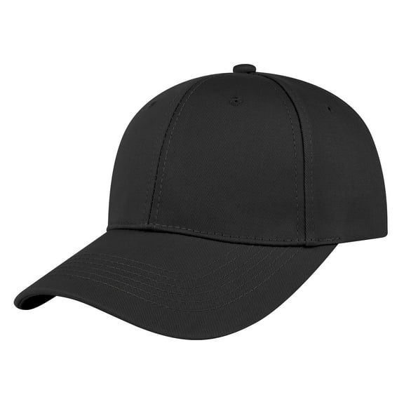 TOPTIE 6 Panel Baseball Cap Structured Mid Profile Cotton Twill Sun Hat-Black