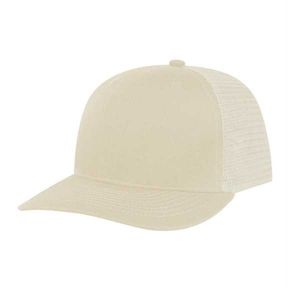 TOPTIE 6 Panel Trucker Cap Adjustable Snapback Cap, Structured Mid Profile-Beige