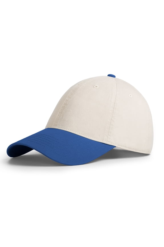 6 Panel Two Tone Spliced Baseball Cap, Royal Blue Unstructured Unisex Dad Hat Mid Profile Sun Hat Casual Style