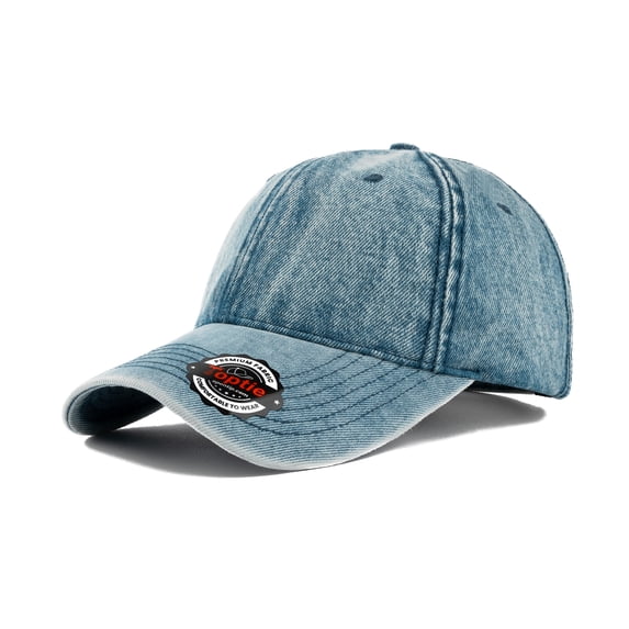 TOPTIE 6 Panel Washed Denim Baseball Cap - Light Blue Mid Profile Adjustable Unisex Hat, Daily Wear, Sun Protection Cap