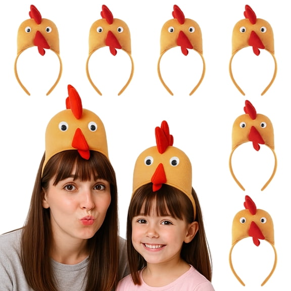 TOPTIE 6 Pcs Chicken Animal Headbands Costume Rooster Plush Headband for Halloween Easter