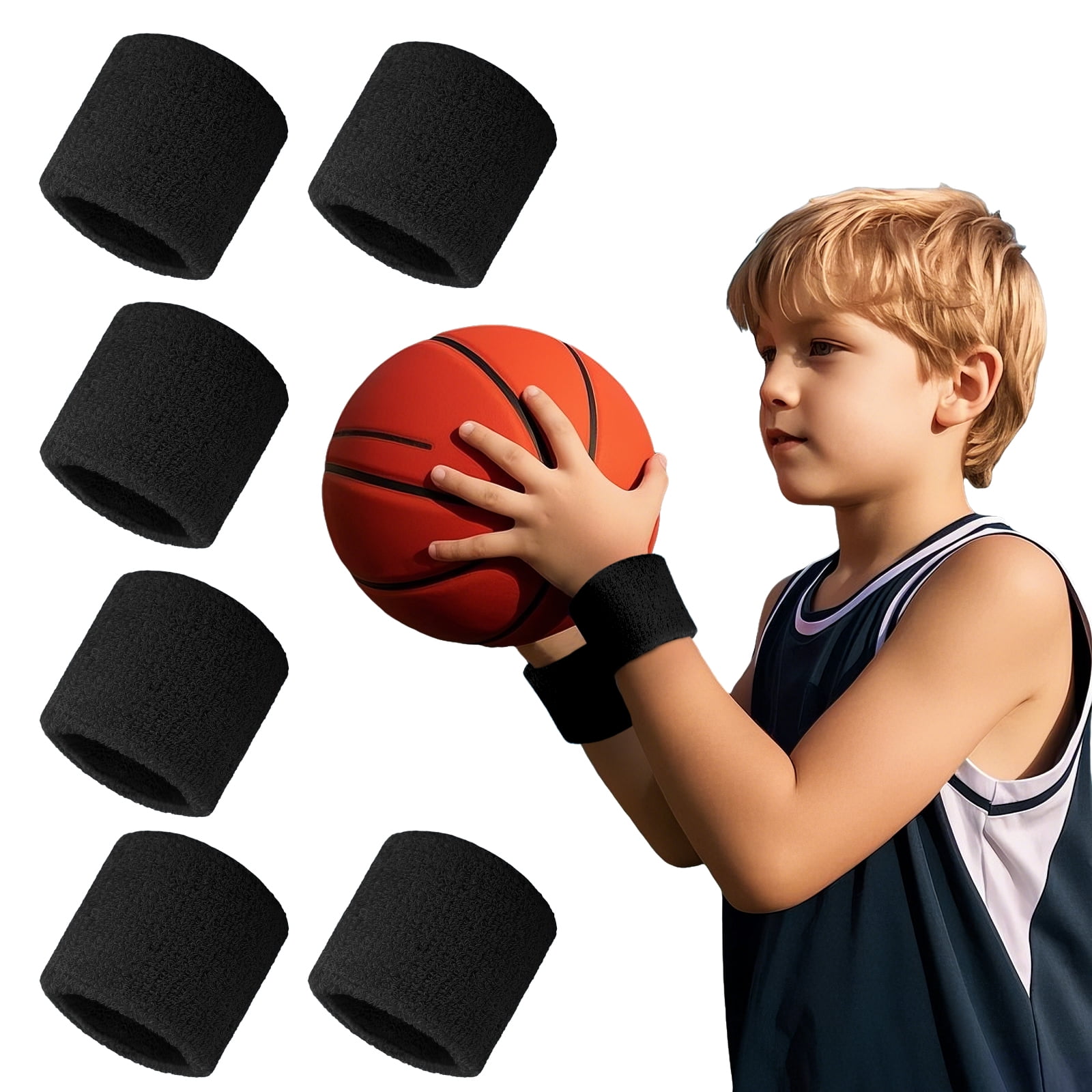 WRISTBAND & HEADBAND SET Tennis Terry Towelling Cotton Sweat Band Team Gym  - White