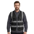 thumbnail image 1 of TOPTIE 8 Pockets High Visibility Safety Vest ANSI ISEA Class 2 Reflective Vest-Black-2XL, 1 of 7