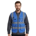 thumbnail image 1 of TOPTIE 8 Pockets High Visibility Safety Vest ANSI ISEA Class 2 Reflective Vest-Blue-4XL, 1 of 7