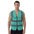 thumbnail image 1 of TOPTIE 8 Pockets High Visibility Safety Vest ANSI ISEA Class 2 Reflective Vest-Teal-M, 1 of 7