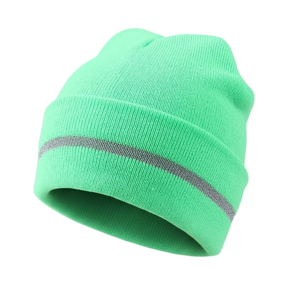 TOPTIE Adult Reflective Knit Beanie Hat Warm Winter Skull Cap for Men & Women Night Running, Cycling, Work Headwear-NeonGreen