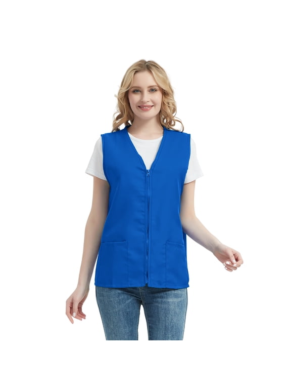 Adult Volunteer Activity Vest Supermarket Uniform Vests Clerk Workwear-Royal Blue-L