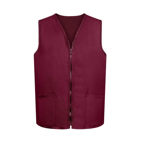 TOPTIE Adult Volunteer Work Vest Event Supermarket Apron Vests - Burgundy