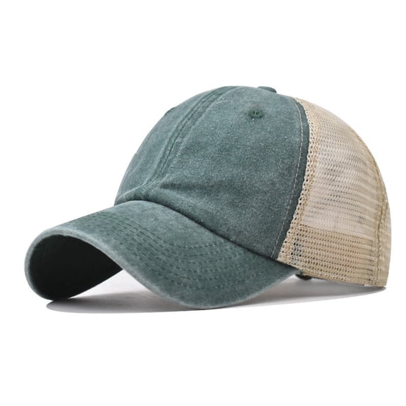 TOPTIE Baseball Cap Washed Cotton Mesh Back Unisex Adjustable Vintage Low Profile-Dark Green Khaki