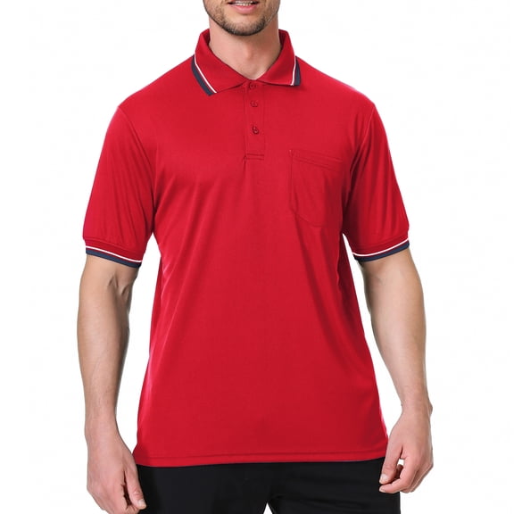 TOPTIE Baseball and Softball Referee Shirt Short Sleeve Polo Shirt Umpire Jersey-Red-XL