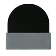 thumbnail image 1 of TOPTIE Beanie Hat 2-Tone Long Cuff Knit Color Block Winter Beanie Skull Cap for Men & Women-GreyBlack, 1 of 5