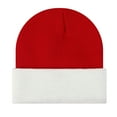 thumbnail image 1 of TOPTIE Beanie Hat 2-Tone Long Cuff Knit Color Block Winter Beanie Skull Cap for Men & Women-WhiteRed, 1 of 4