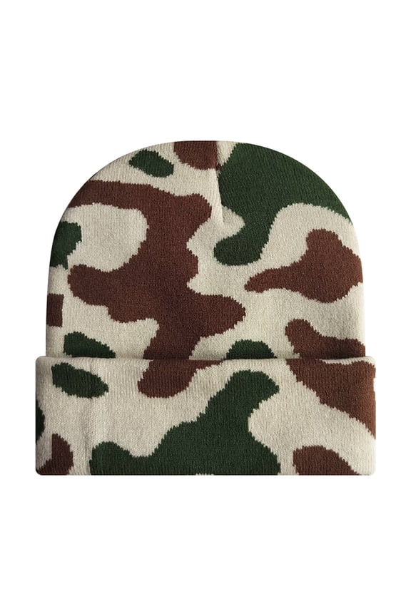 Unisex Beanie Hats for Men Women Camo Winter Knit Caps Soft Ski Hat-BEIGECAMO