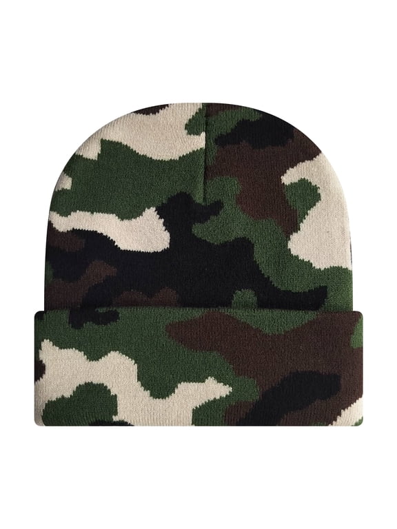 Unisex Beanie Hats for Men Women Camo Winter Knit Caps Soft Ski Hat-Camouflage