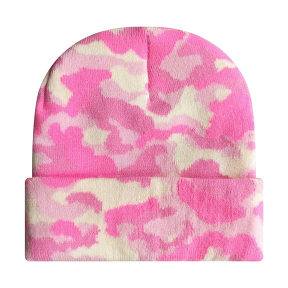 TOPTIE Unisex Beanie Hats for Men Women Camo Winter Knit Caps Soft Ski Hat-PinkCamo