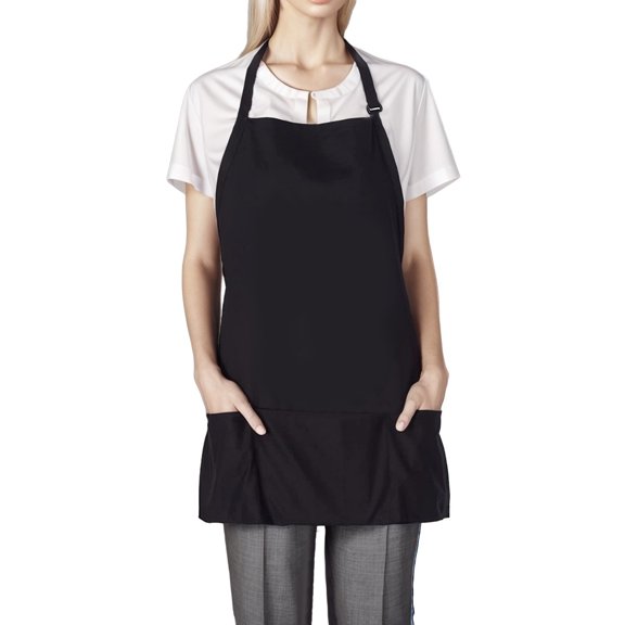 TOPTIE Chef Apron for Kitchen Cooking Waiter/Waitress Apron with Adjustable Strap and 3 Pockets-Black