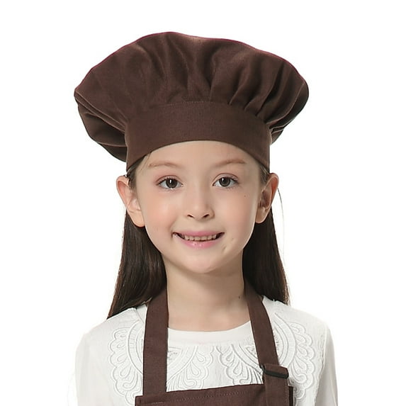 TOPTIE Chef Hat for Kid & Adult, Cotton Elastic Adjustable Kitchen Cooking Baking Hat-Coffee-M