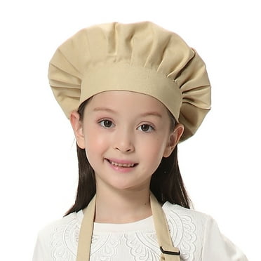 TOPTIE Chef Hat for Kid & Adult, Cotton Elastic Adjustable Kitchen Cooking Baking Hat-Khaki-M