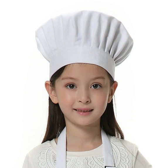 TOPTIE Chef Hat for Kid & Adult, Cotton Elastic Adjustable Kitchen Cooking Baking Hat-White-L