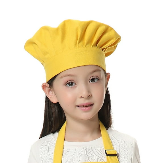 TOPTIE Chef Hat for Kid & Adult, Cotton Elastic Adjustable Kitchen Cooking Baking Hat-Yellow-M