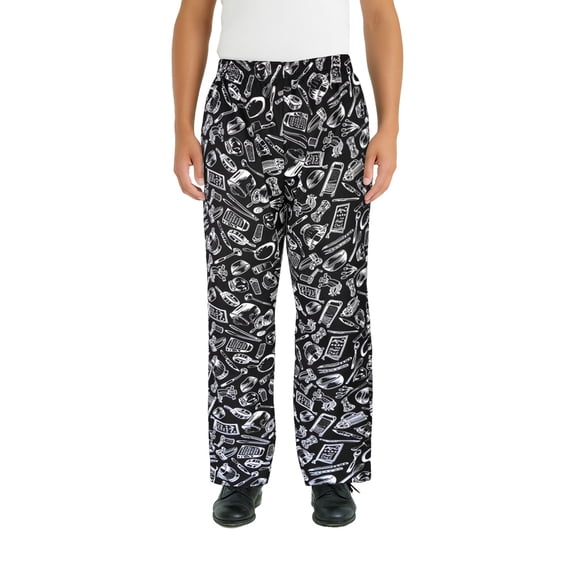TOPTIE Classic Baggy Printed Chef Pants with Drawstring Waist Kitchen Restaurant Work Pants