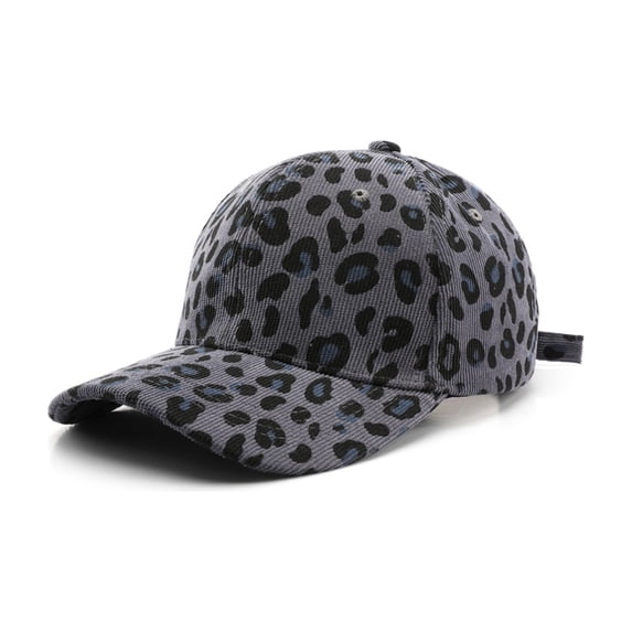 TOPTIE Corduroy Baseball Cap Unisex Warm Sun Protection Hat Leopard-Gray
