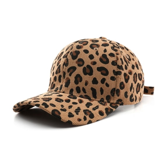 TOPTIE Corduroy Baseball Cap Unisex Warm Sun Protection Hat Leopard-Khaki