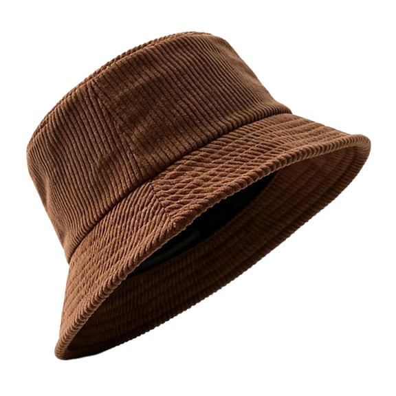 TOPTIE Corduroy Bucket Hat Solid Color Unisex Trendy Soft Lightweight Outdoor-Coffee