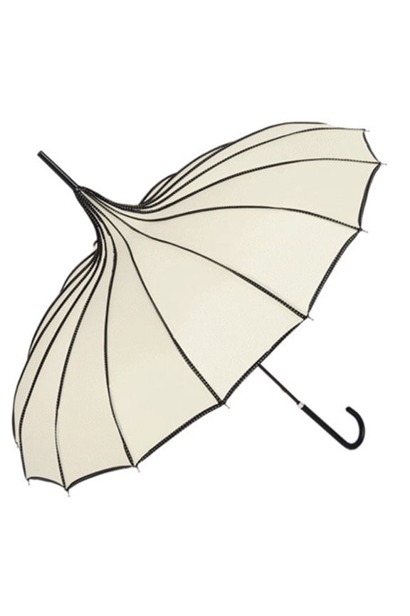 Cream Pagoda Parasol Sun Rain Umbrella, Vintage Bridal Umbrella Windproof