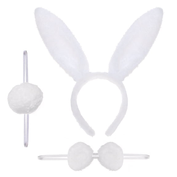 TOPTIE Easter Bunny Ears Headband with Bow Tie & Rabbit Tail, Party Cosplay Costume Accessory