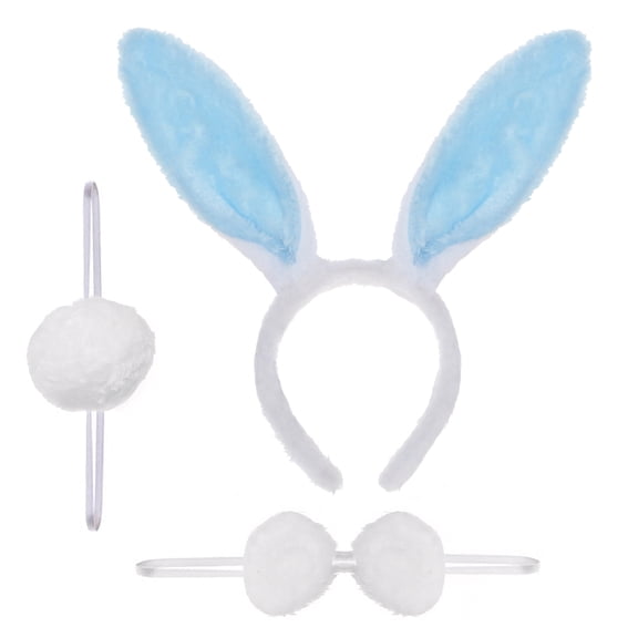 TOPTIE Easter Bunny Ears Headband with Bow Tie & Rabbit Tail, Party Cosplay Costume Accessory