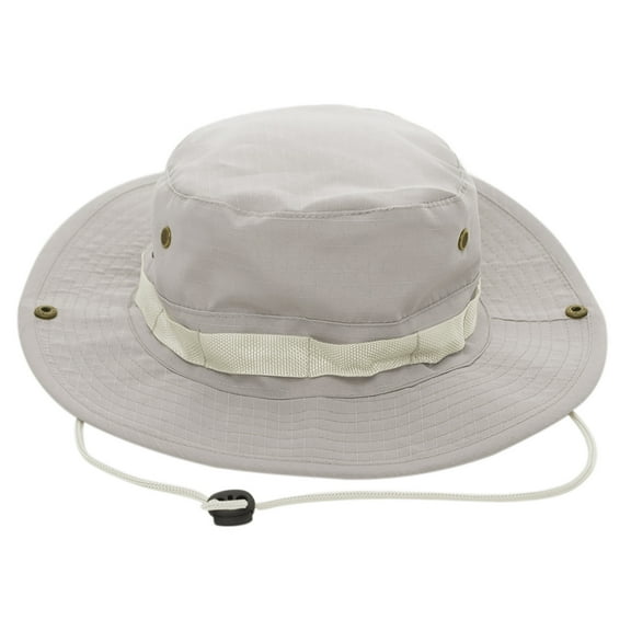 TOPTIE Fishing Hat Wide Brim Bucket Boonie Hat with Chin Strap for Adult & Teens-Beige-L