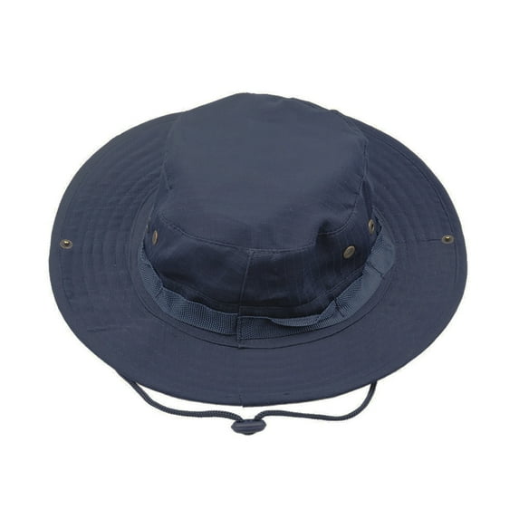 TOPTIE Fishing Hat Wide Brim Bucket Boonie Hat with Chin Strap for Adult & Teens-Navy Blue-L