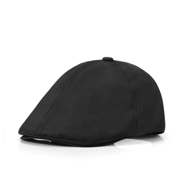 TOPTIE Gatsby Cap Ivy Hat for Men & Women Linen Newsboy Cabbie Flat Driving Golf Hat-Black