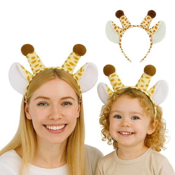 TOPTIE Giraffe Plush Animal Headbands for Christmas Decorations, Ear Horn Hair Hoop for Kid & Adult, Dress-Up Party Supplies