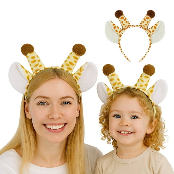 TOPTIE Giraffe Plush Animal Headbands for Christmas Decorations, Ear Horn Hair Hoop for Kid & Adult, Dress-Up Party Supplies