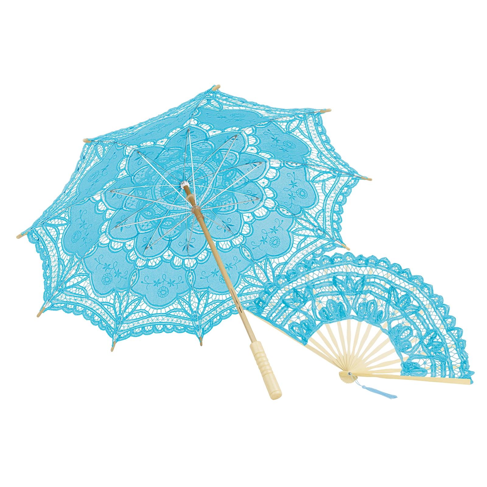 TOPTIE Handmade Lace Umbrella Parasol with Elegant Lace Fan for Weddings Art Exhibition