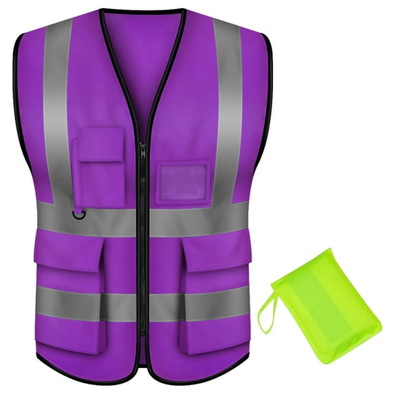TOPTIE High Visibility Breathable Safety Vest Reflective Uniform Vest with Carry Bag-Purple-2XL