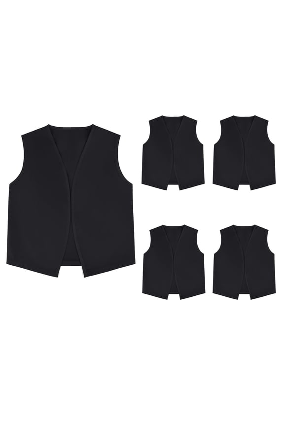 Kid Volunteer No-Button Child Vest Waistcoat Party Costume Vests 5 Packs-Black-M