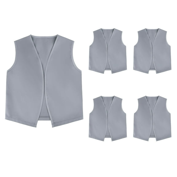 TOPTIE Kid Volunteer No-Button Child Vest Waistcoat Party Costume Vests 5 Packs-Gray-L