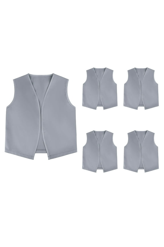 Kid Volunteer No-Button Child Vest Waistcoat Party Costume Vests 5 Packs-Gray-L