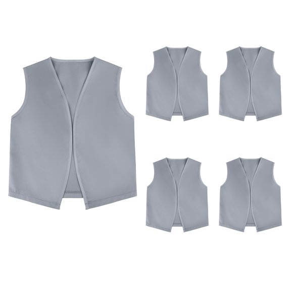 TOPTIE Kid Volunteer No-Button Child Vest Waistcoat Party Costume Vests 5 Packs-Gray-M