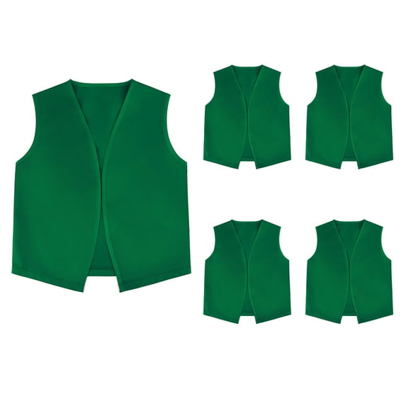 TOPTIE Kid Volunteer No-Button Child Vest Waistcoat Party Costume Vests 5 Packs-Green-L