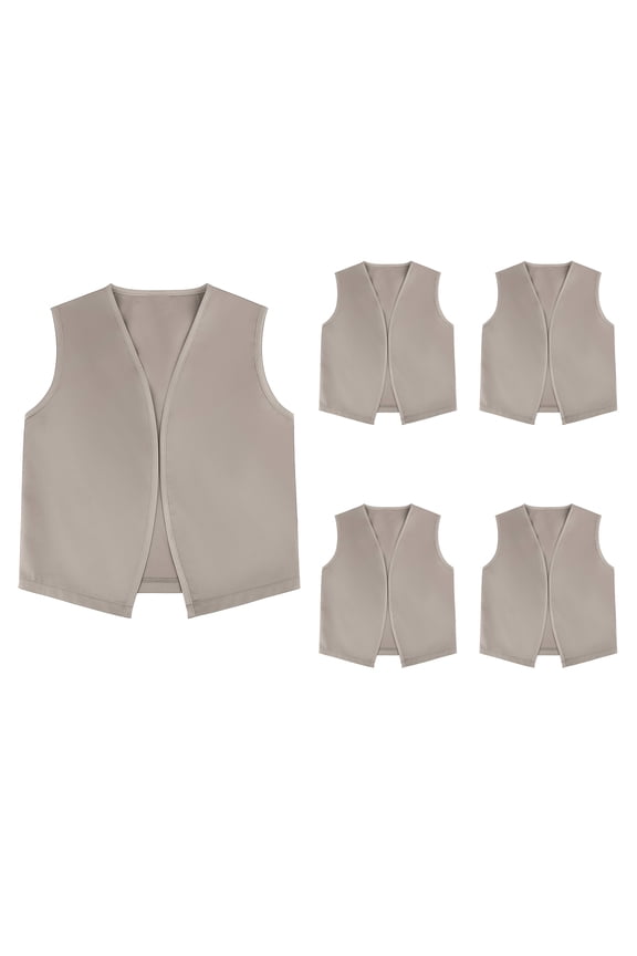 Kid Volunteer No-Button Child Vest Waistcoat Party Costume Vests 5 Packs-Khaki-M