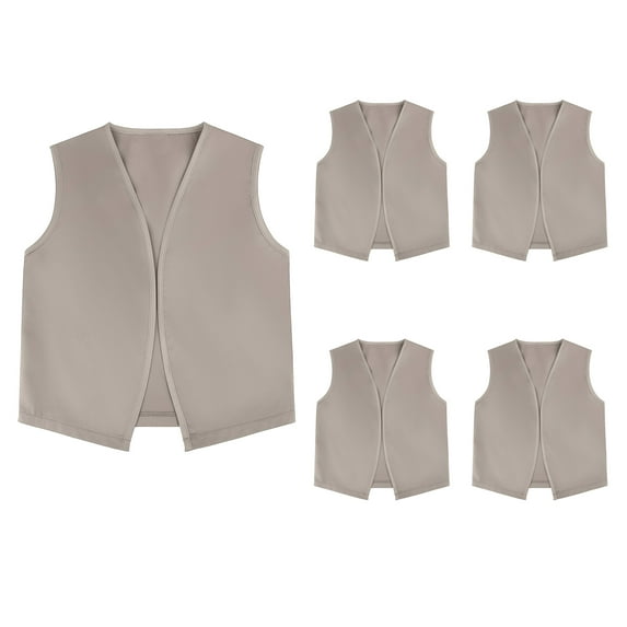 TOPTIE Kid Volunteer No-Button Child Vest Waistcoat Party Costume Vests 5 Packs-Khaki-M